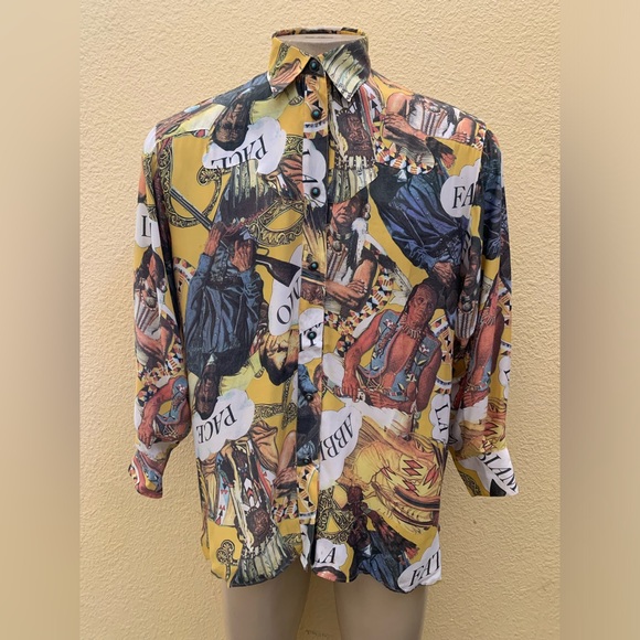 VTG MOSCHINO JEANS Men’s Size Medium Native American Print Button Down Shirt - Picture 1 of 12